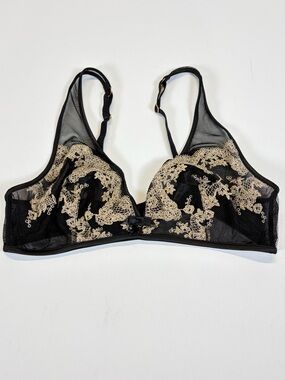 Palmers Black Lace Mesh Bralette Soft Cup Sheet Lingerie Medium